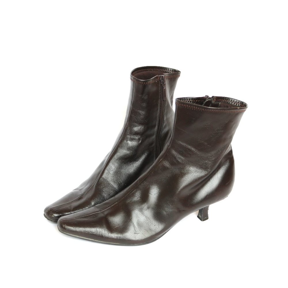 Brown Faux Leather Y2K / Witchy heeled boots size 8 - GUC